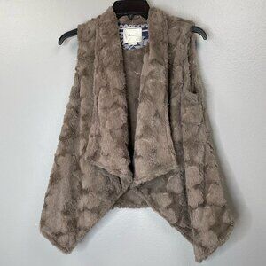 Elevenses‎ Faux Fur Vest Womens Small Brown Asymmetric Open Front Sleeveless